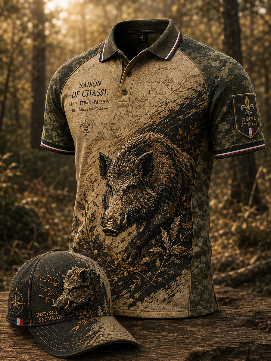 T-shirt à manches courtes pour la saison de chasse française, modèle homme