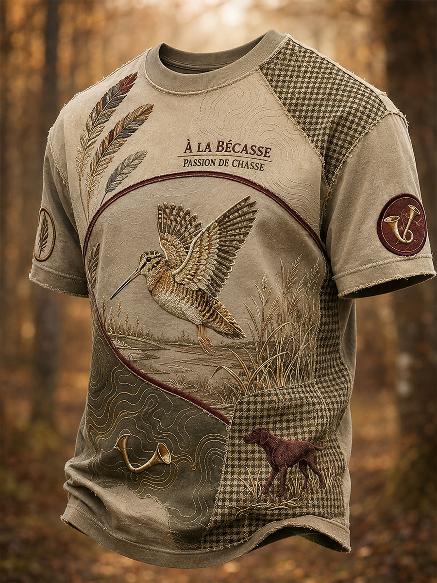 T-shirt à manches courtes pour la saison de chasse française, modèle homme