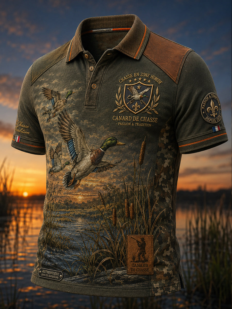 T-shirt à manches courtes pour la saison de chasse française, modèle homme