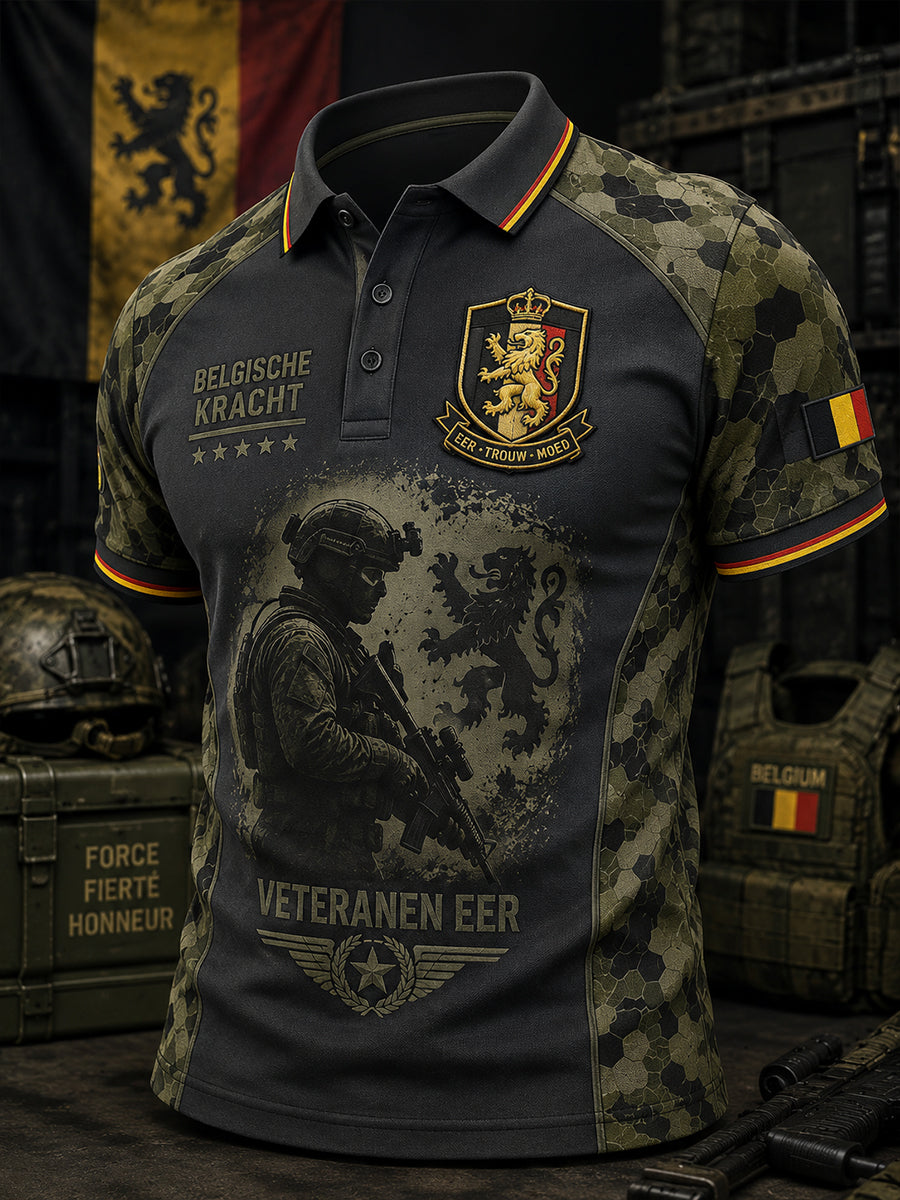 Polo Homme À Manches Courtes Imprimé Militaire Commémoratif