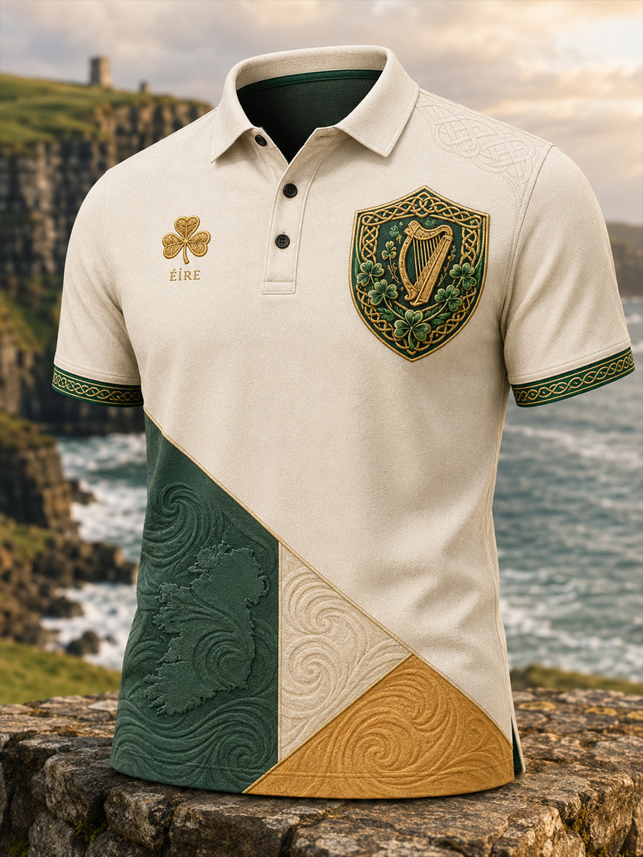 Men's Irish Patriotic Art Print Polo Shirt