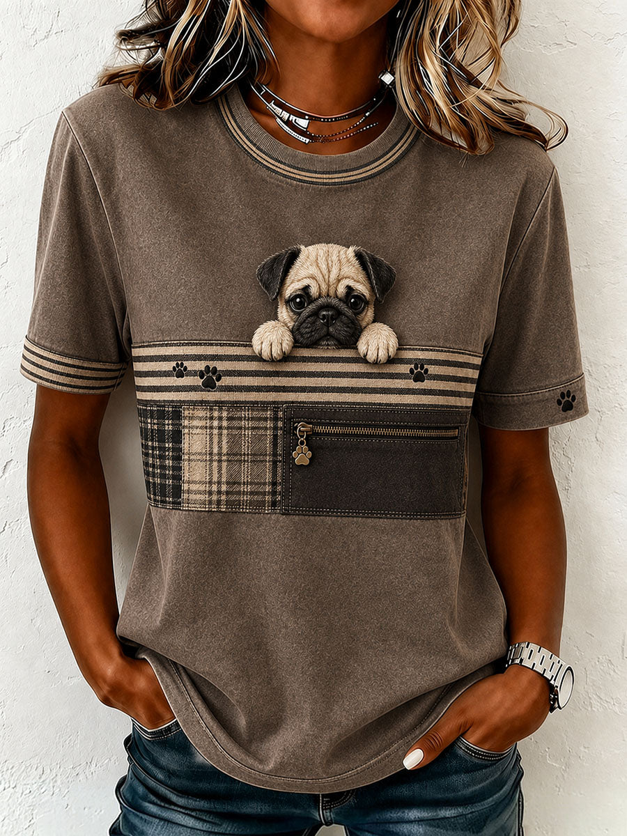 T-shirt adorable pour femmes avec carlin