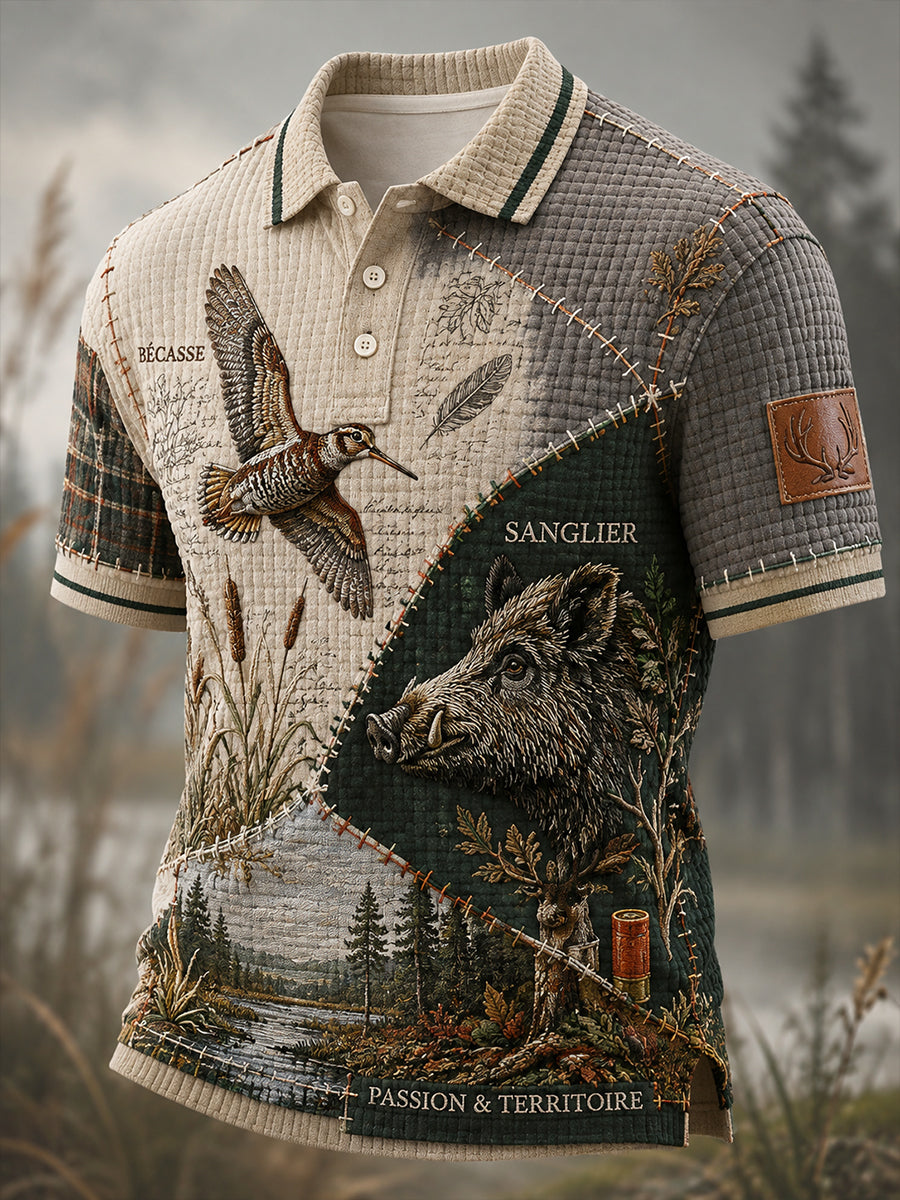 Chemise française de chasse à manches courtes pour homme