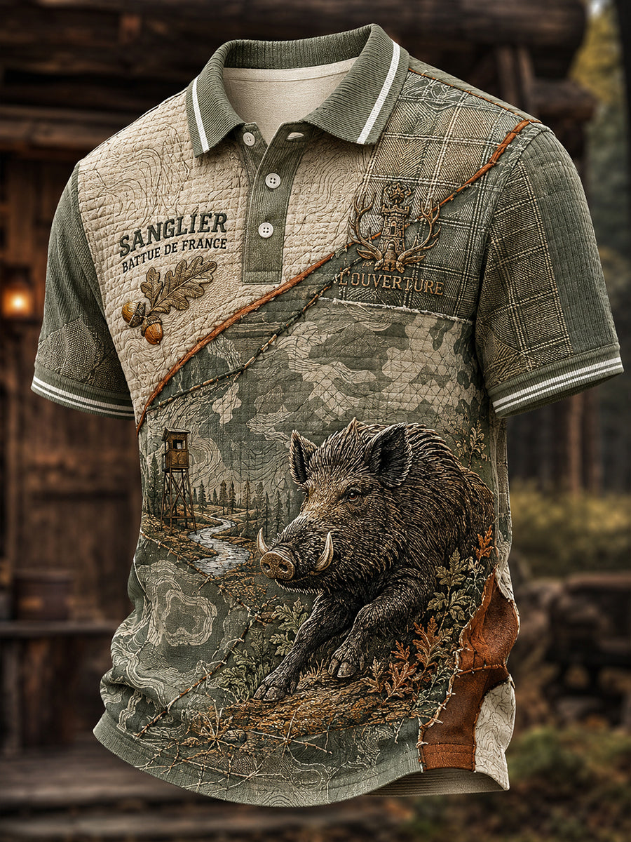 Chemise française de chasse à manches courtes pour homme