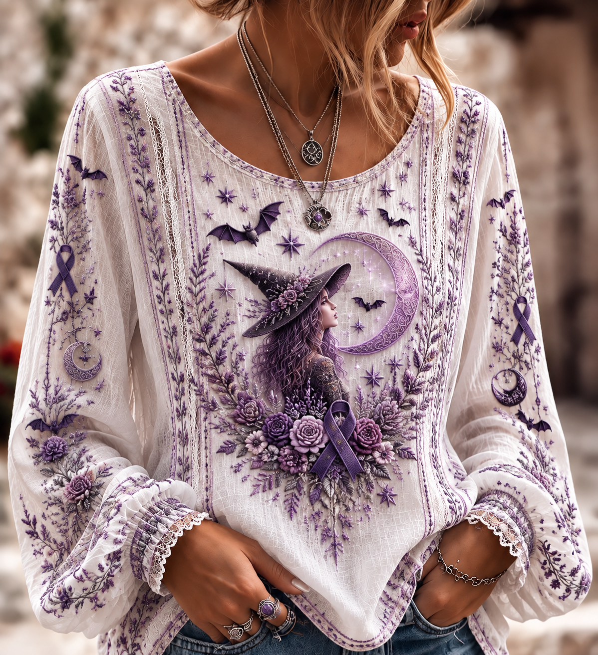 Chemise en coton-lin de sensibilisation à la maladie d’Alzheimer chez les femmes