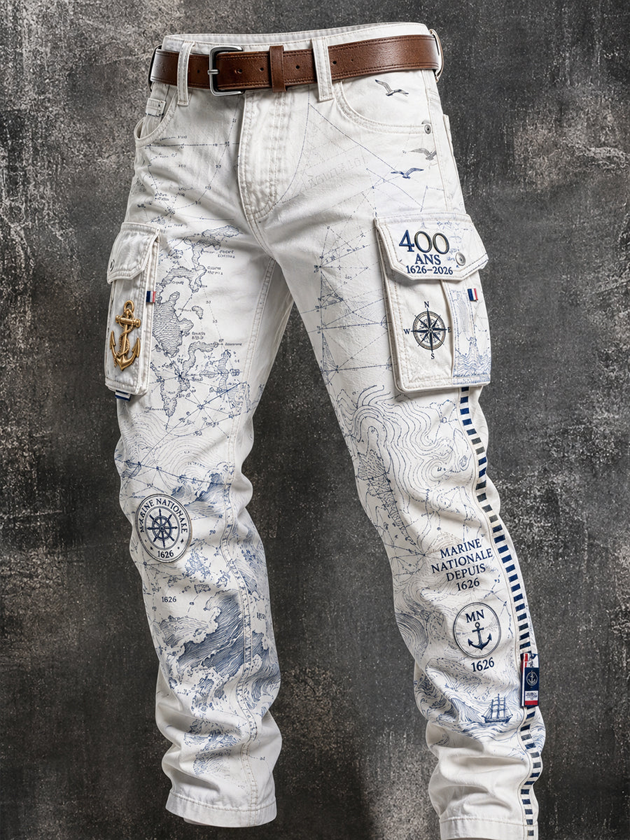 Pantalon de travail décontracté bleu marine pour homme