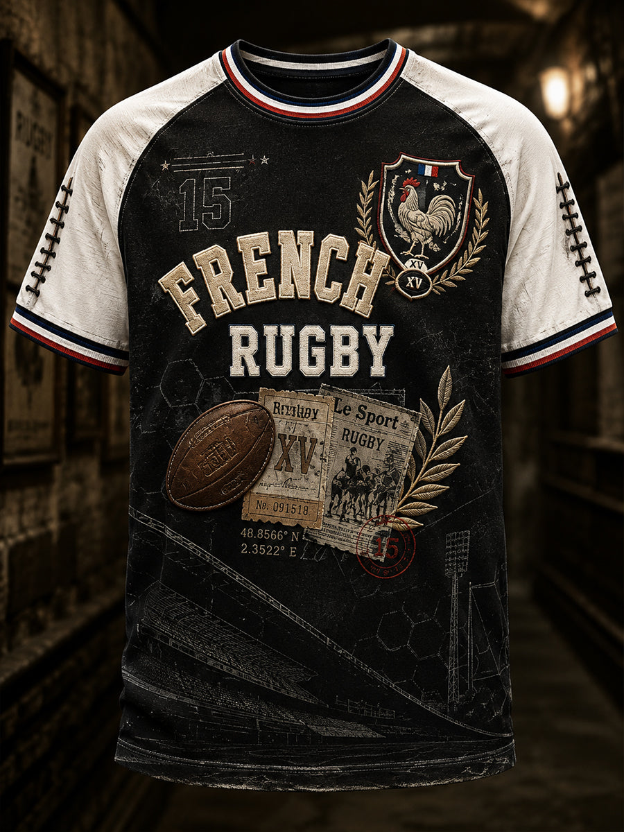 Chemise à manches courtes de culture rugbystique française pour hommes