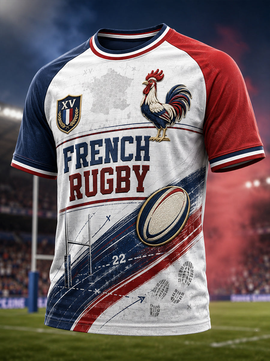 Chemise à manches courtes de culture rugbystique française pour hommes