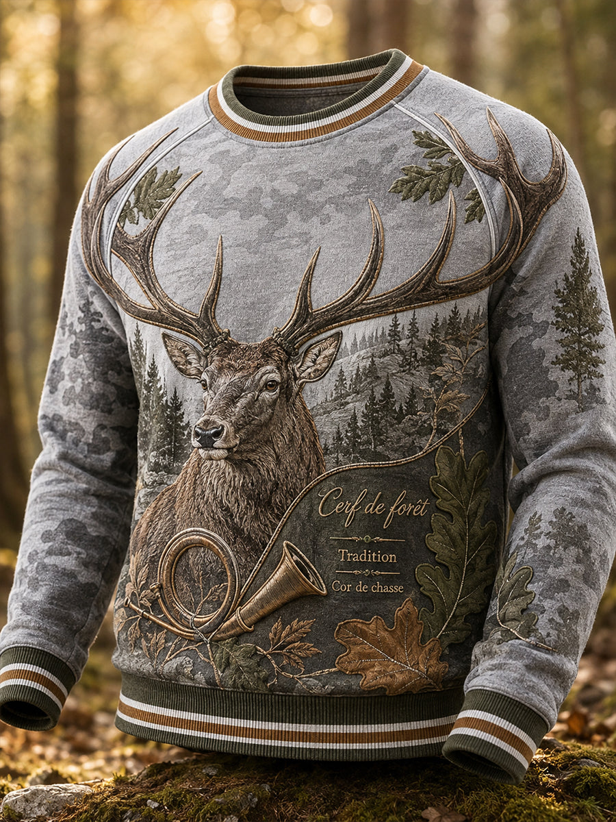 T-shirt à manches longues pour homme, motif de saison de chasse française