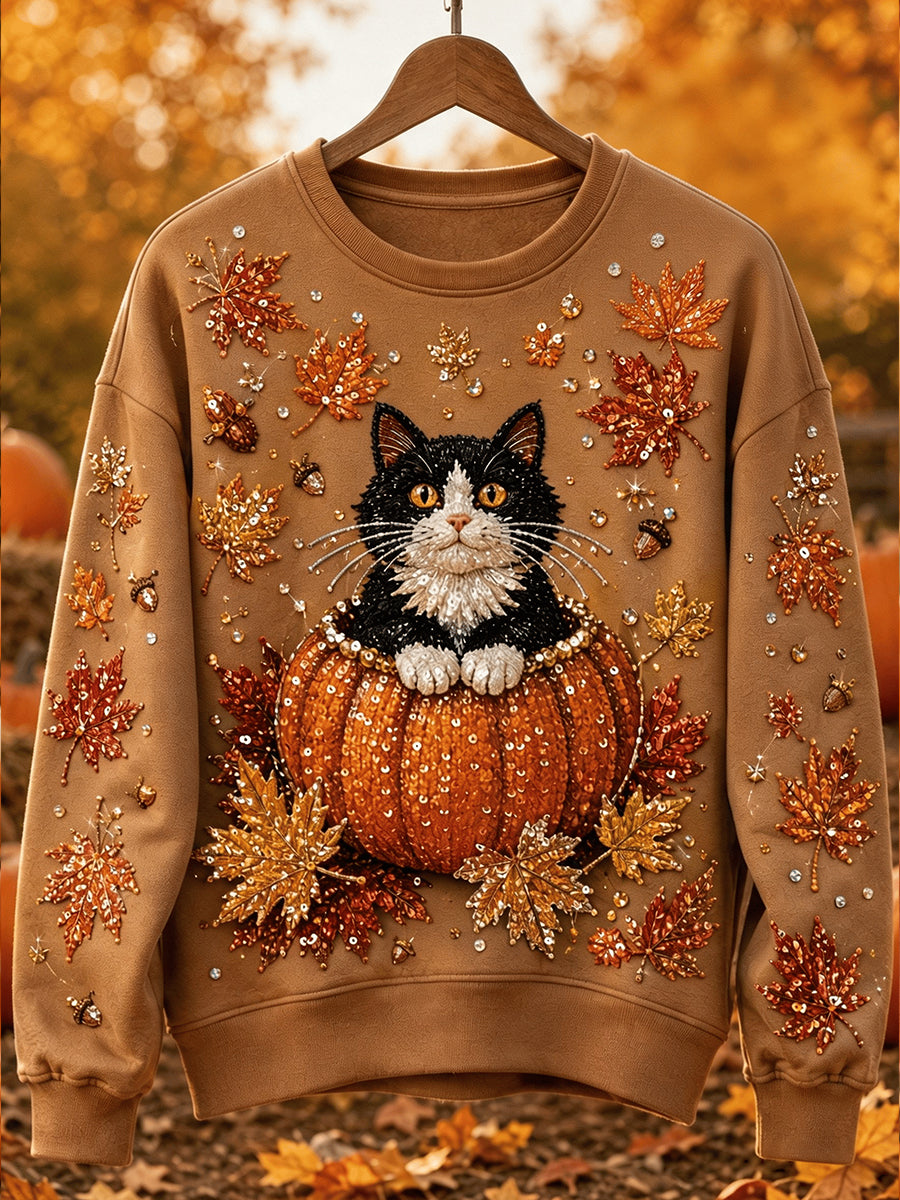 Automne Casual Animal Print Crewneck Sweatshirt Femme