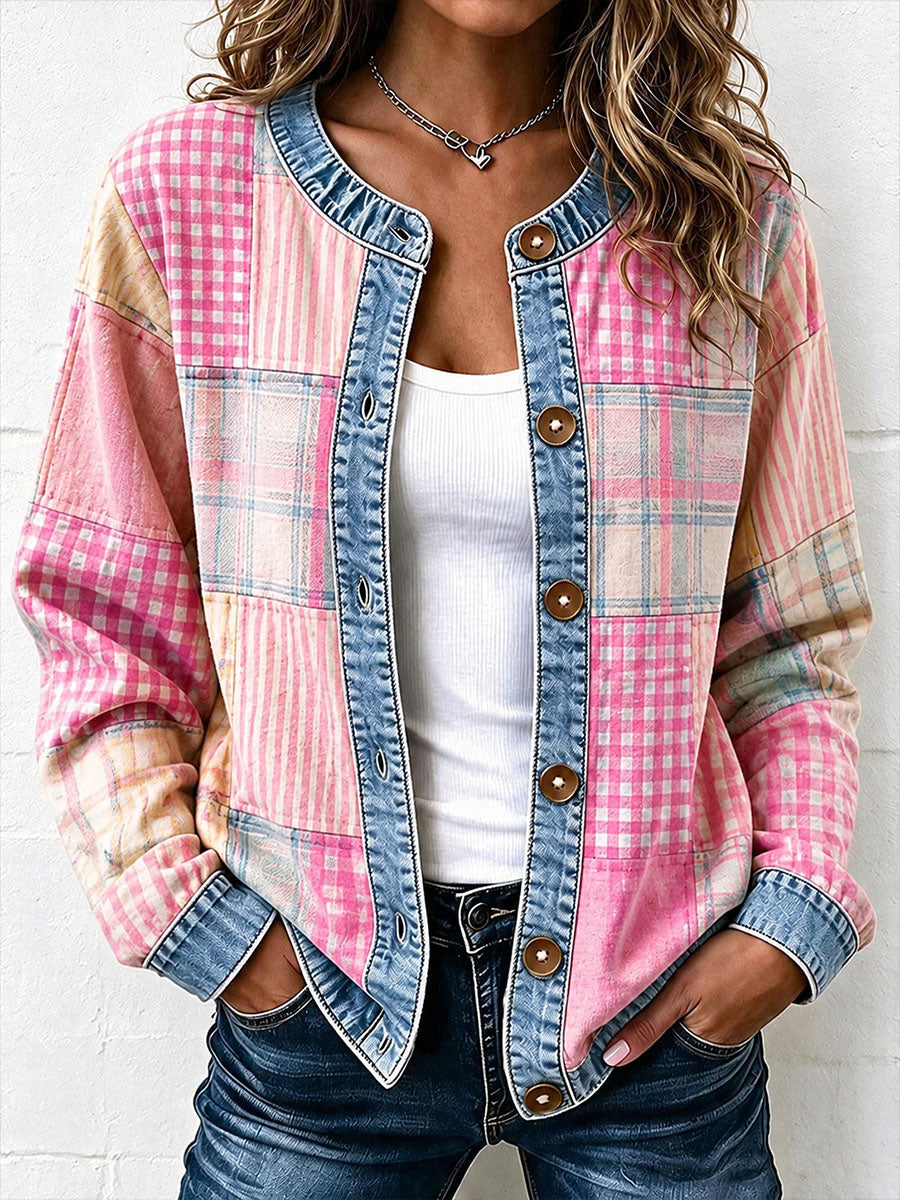 Cardigan artistique vintage en patchwork pour femme