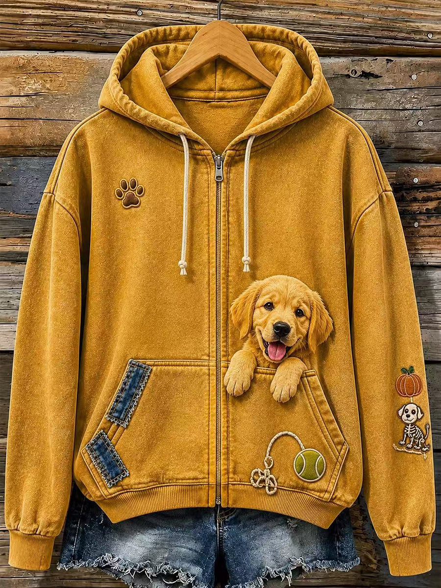Sweat à capuche zippé amusant aux motifs d’animaux pour femme