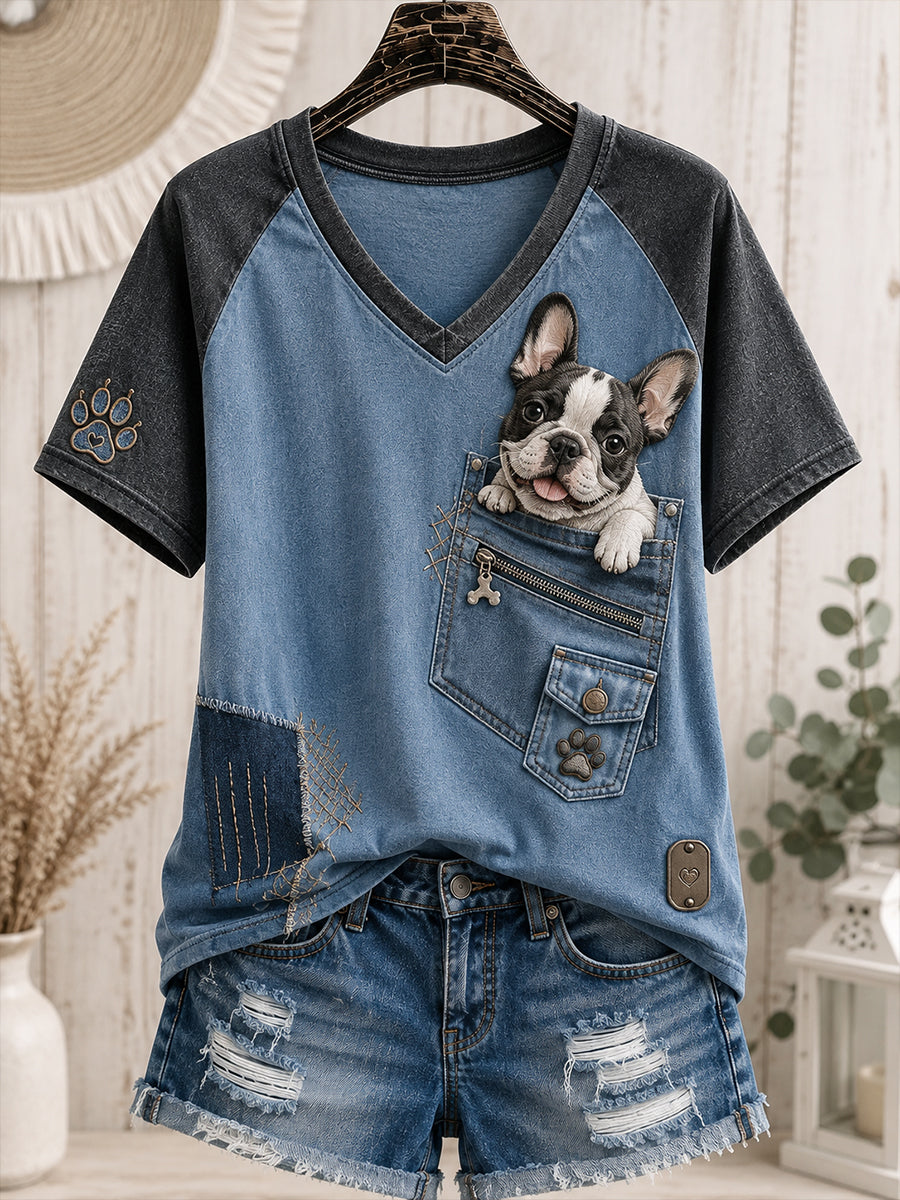 T-shirt femme à manches courtes et col rond, motifs animaux rigolos