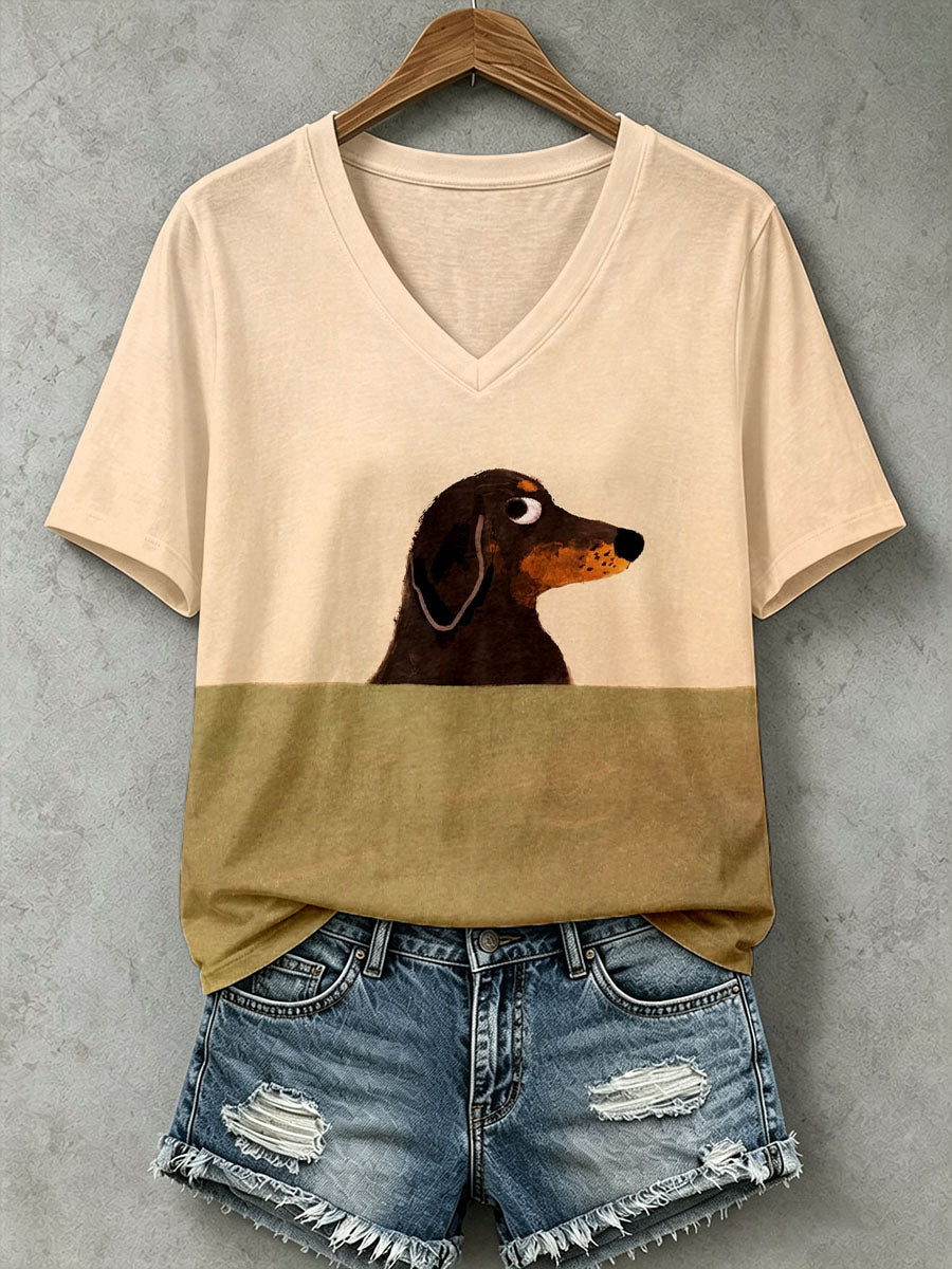 T-shirt mignon de teckel des femmes