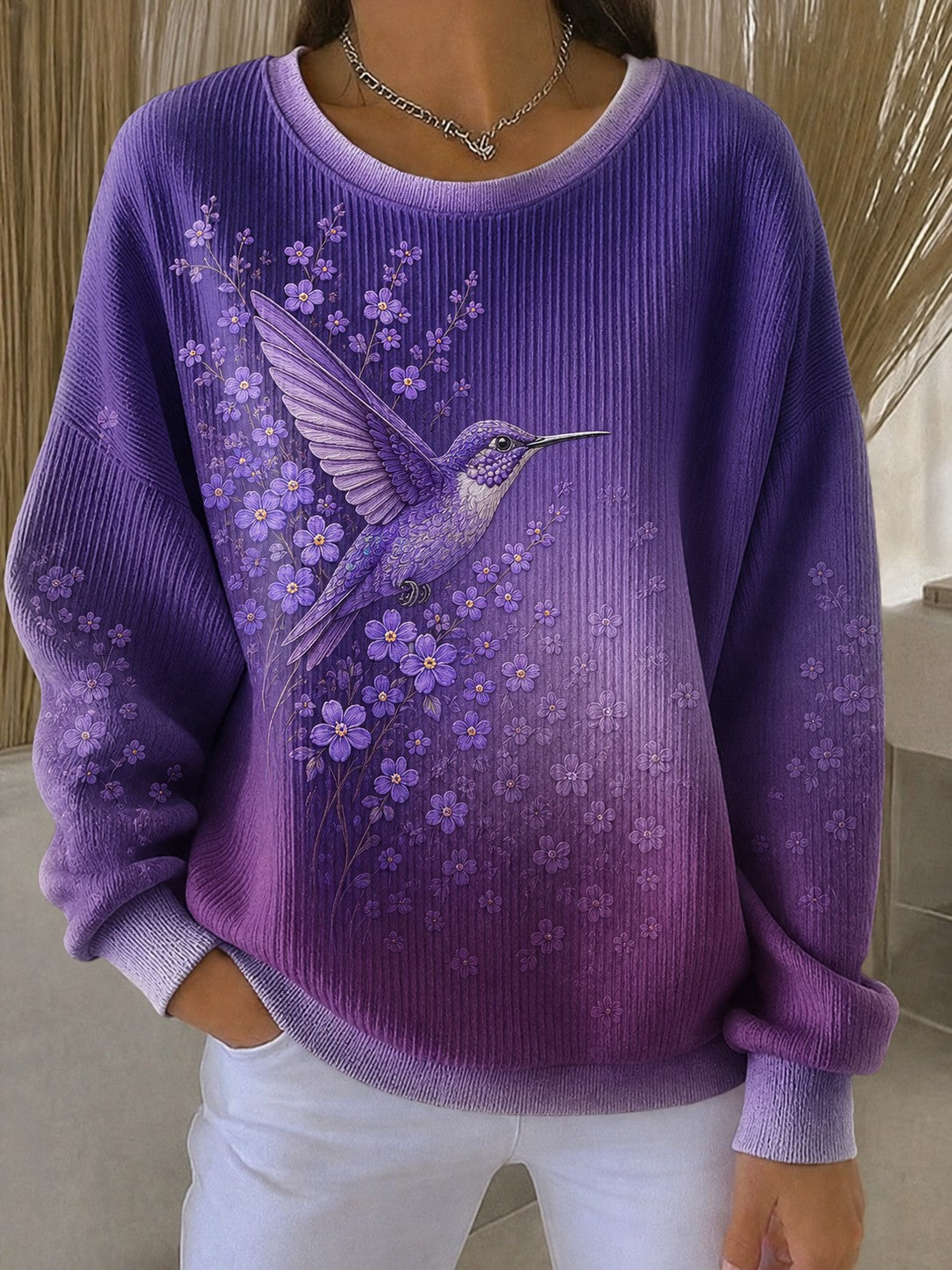 Sweat-shirt à imprimé fleuri sur la maladie d’Alzheimer chez les femmes