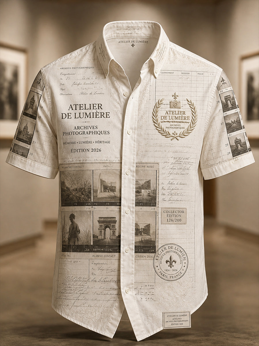 T-shirt manches courtes pour homme de France, imprimé «Bicentenaire de la photographie»
