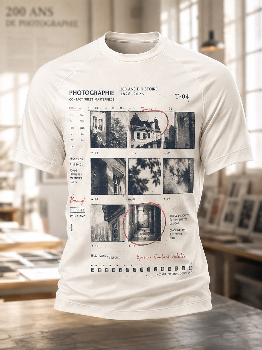 T-shirt manches courtes «Bicentenaire de la photographie» pour hommes, France