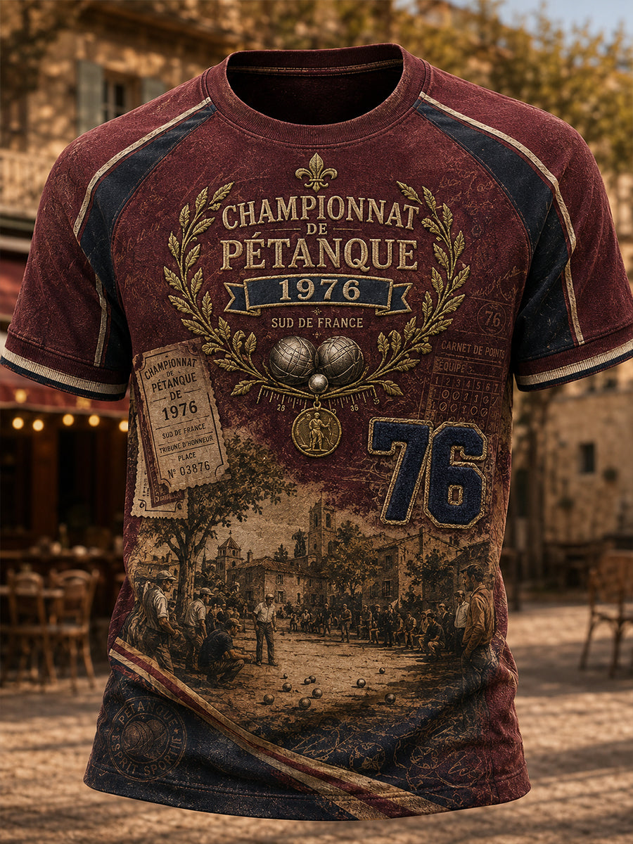 T-shirt manches courtes pour hommes, motif boules françaises