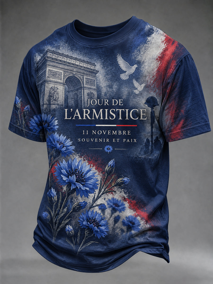 T-shirt manches courtes pour hommes avec imprimé Jour de l'Armistice