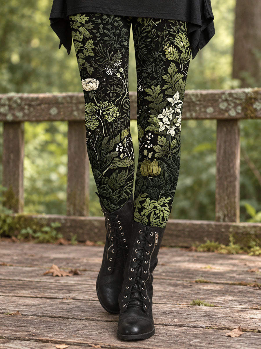 Leggings imprimés floraux artistiques pour femme, collection automne/hiver