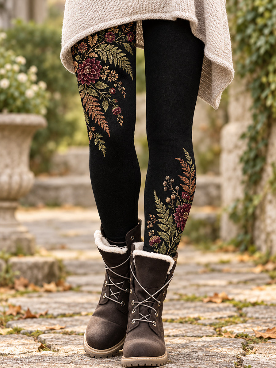 Leggings imprimés floraux artistiques pour femme, collection automne/hiver