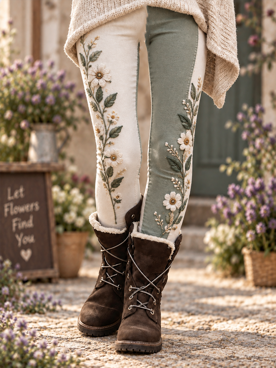 Femme Automne/Hiver Floral Art Prtinted Velours Leggings