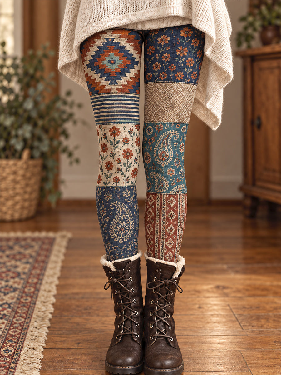 Leggings imprimés floraux artistiques pour femme, collection automne/hiver