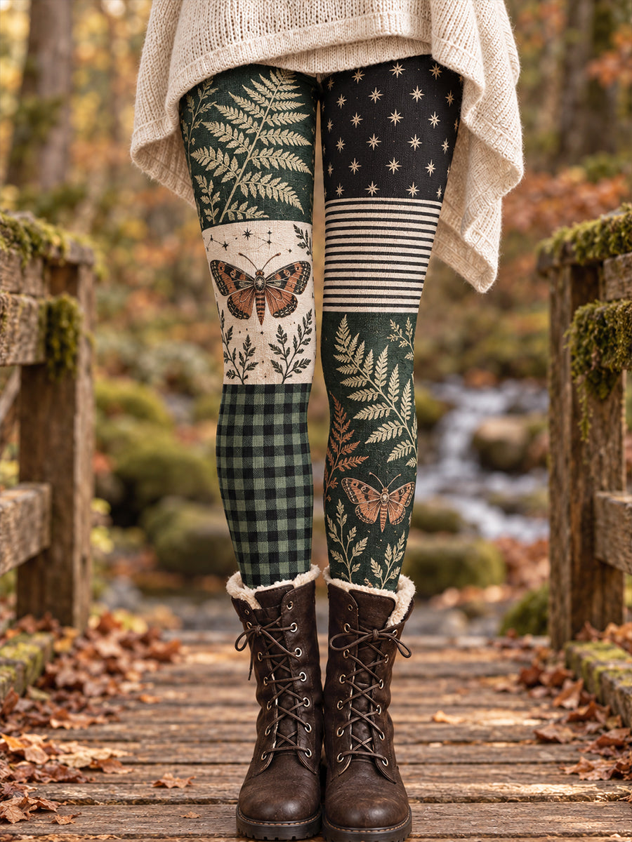 Leggings imprimés floraux artistiques pour femme, collection automne/hiver