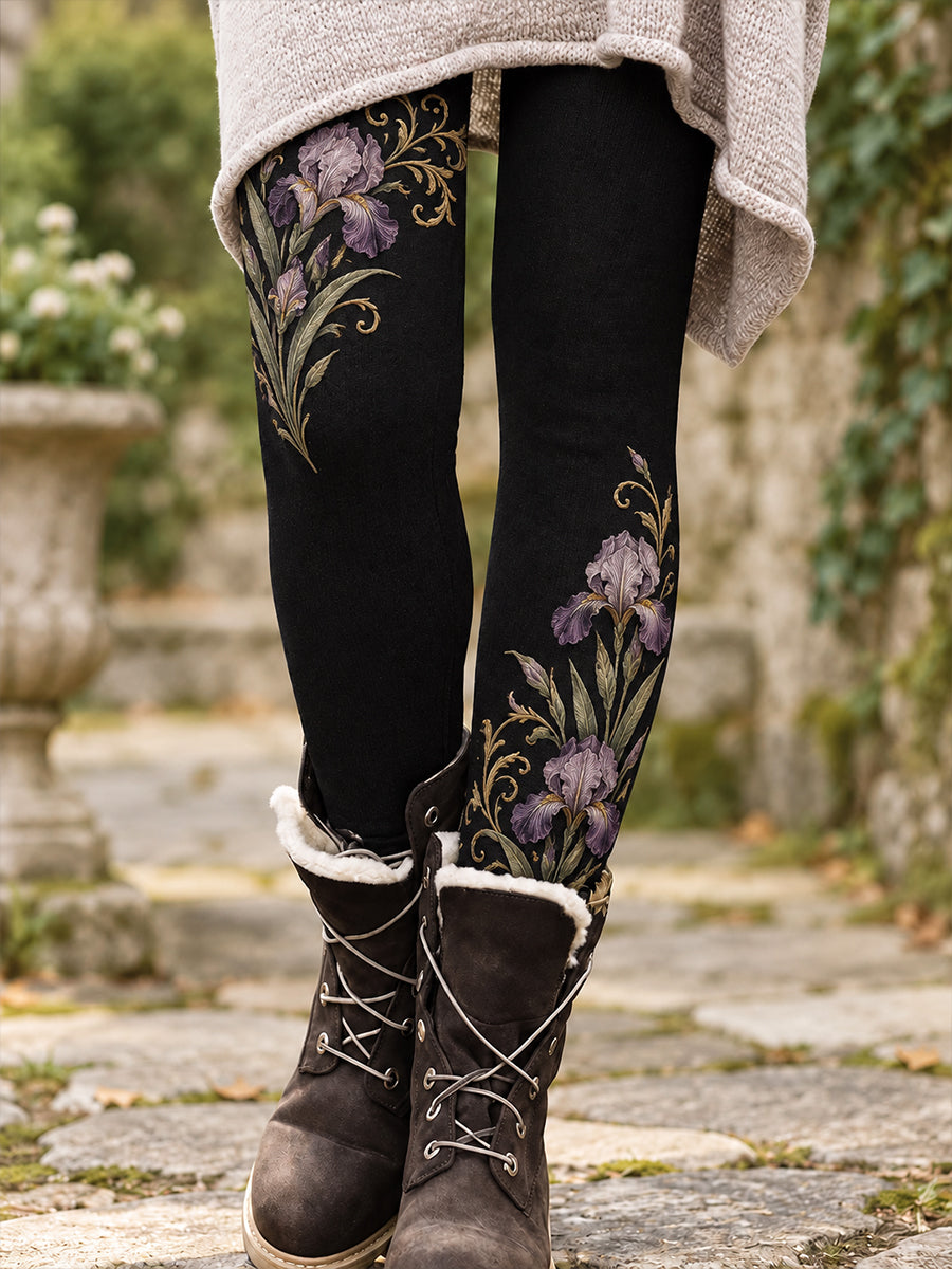 Leggings imprimés floraux artistiques pour femme, collection automne/hiver