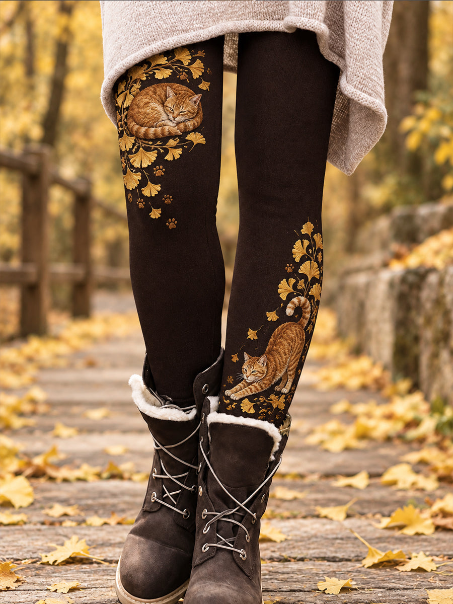 Leggings imprimés floraux artistiques pour femme, collection automne/hiver