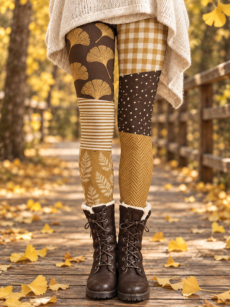 Leggings imprimés floraux artistiques pour femme, collection automne/hiver