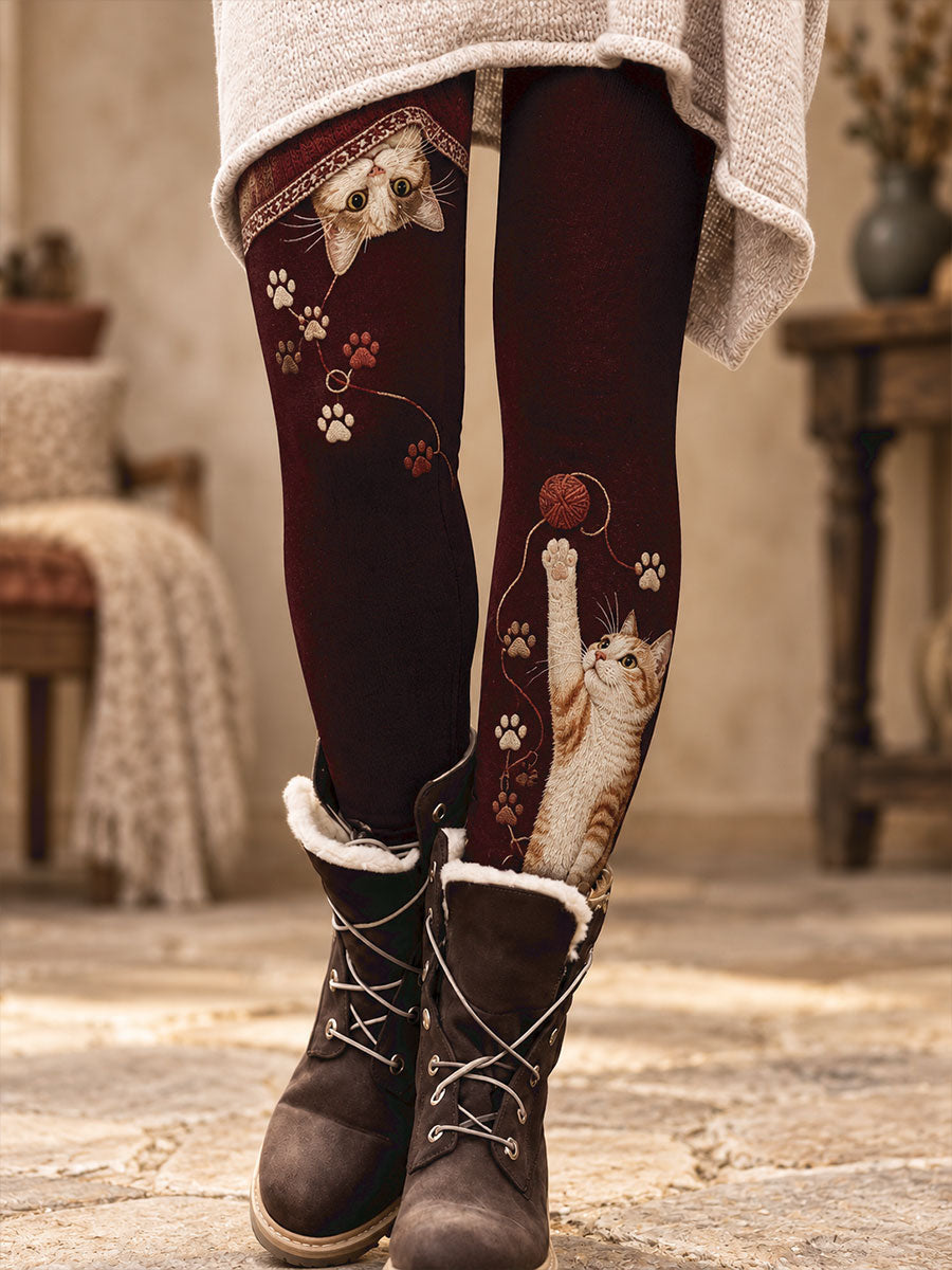 Leggings imprimés floraux motifs pattes d'animaux pour femme, collection automne/hiver