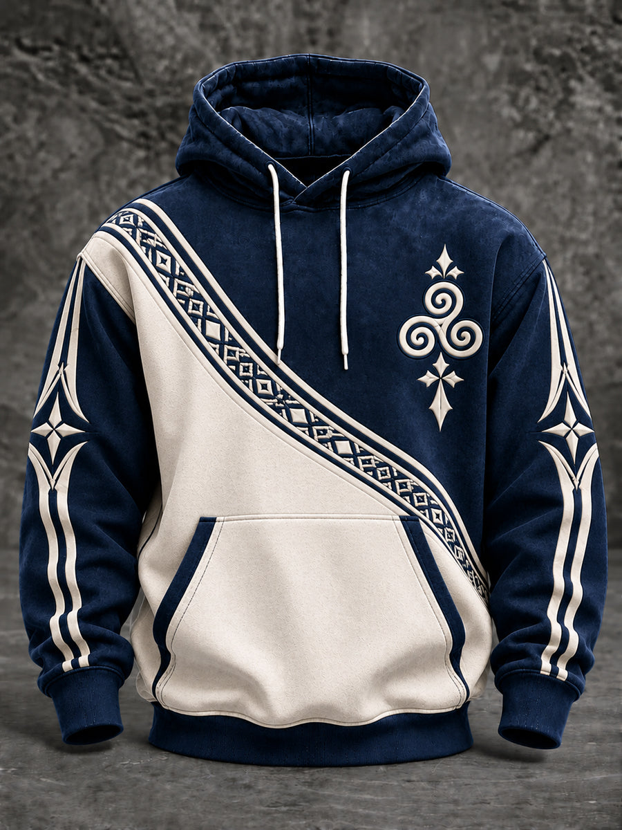 Sweat à capuche oversize à épaules tombantes avec poches pour homme, style Bretagne, France
