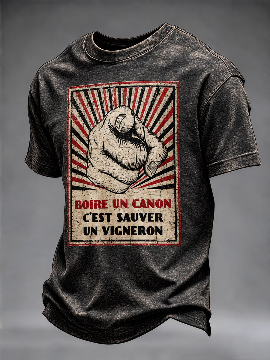T-shirt Boire Un Canon - C'est Sauver - Un Vigneron Homme