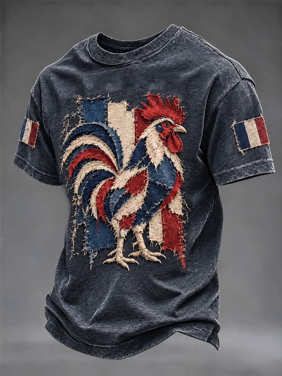 T-shirt pour homme à imprimé coq gaulois