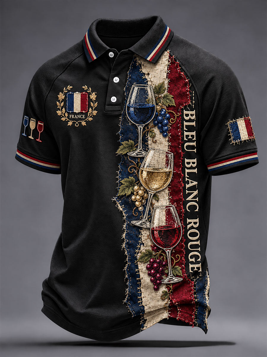 Chemise pour homme à imprimé Bleu Blanc Rouge