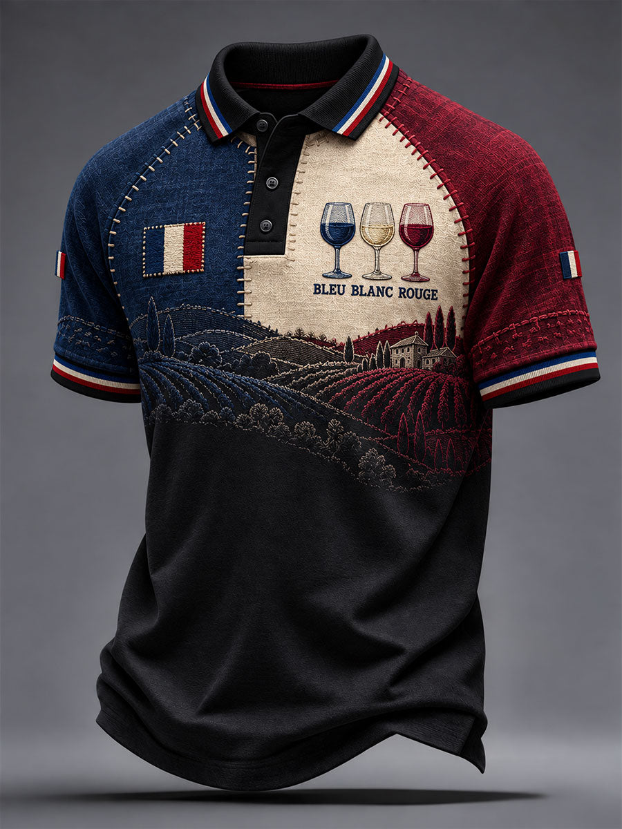 Chemise pour homme à imprimé Bleu Blanc Rouge