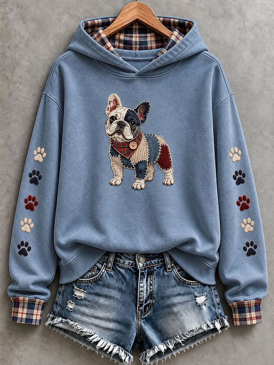 Sweat à capuche adorable pour femme, motif bouledogue français