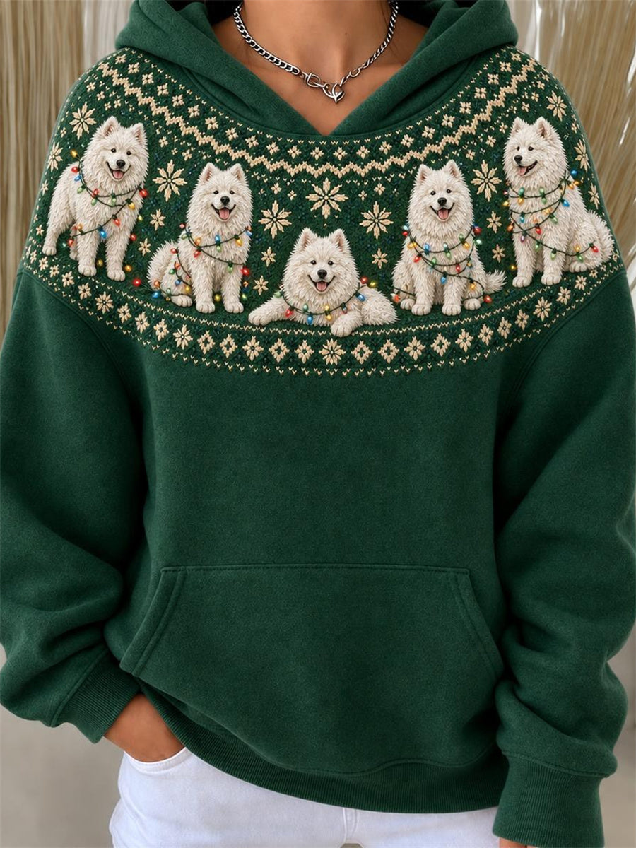 Noël Samoyed Chiens Yoke Isle à capuche pour femmes