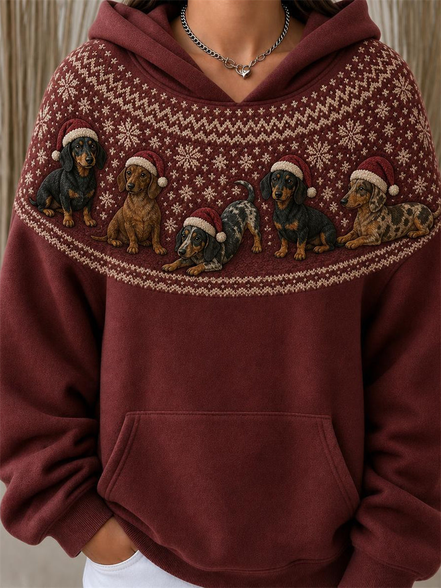 Dachshund Chiens Yoke Isle Motif Imprimer Sweat à capuche pour femmes