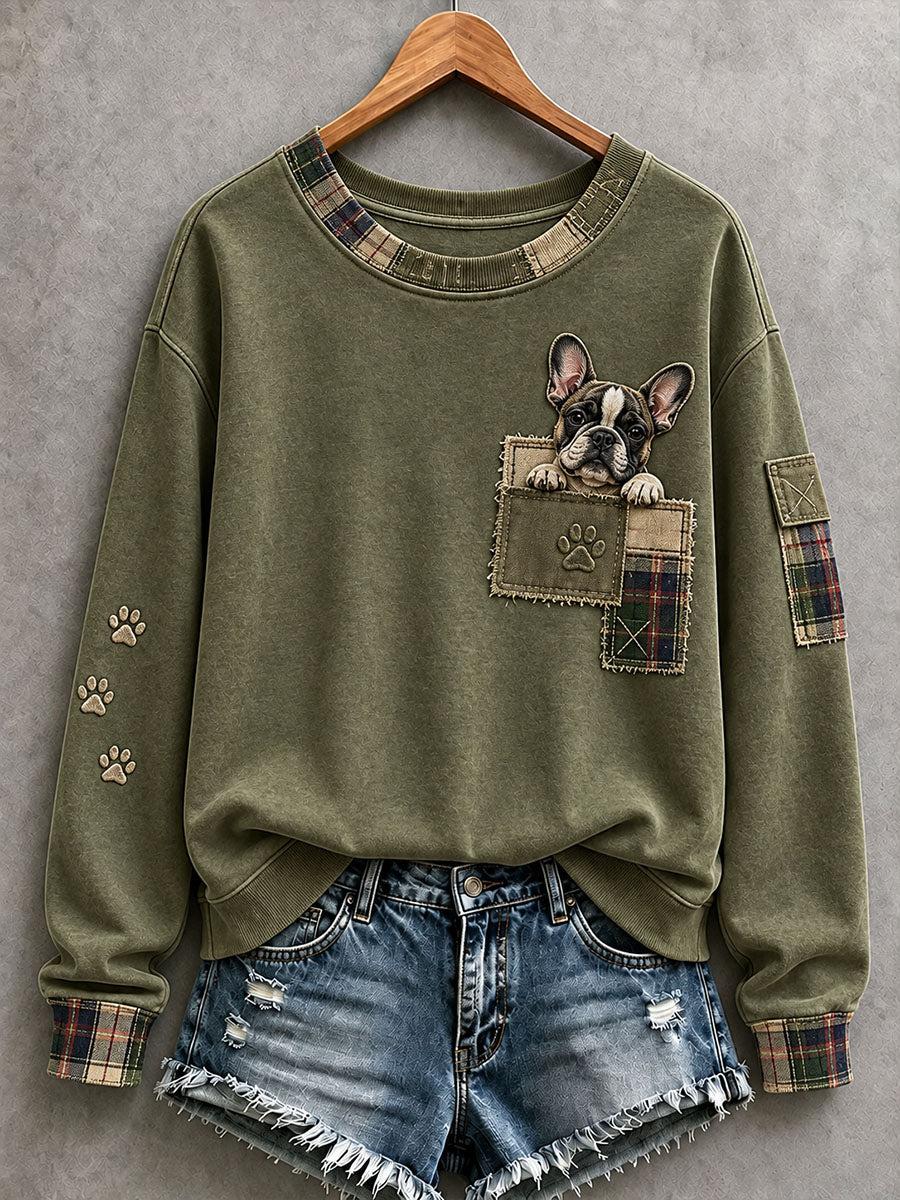 Sweat-shirt adorable pour femme avec motif de bouledogue français