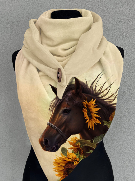 Écharpe Décontractée en Châle avec Motif de Cheval Taille Unique Echarpe