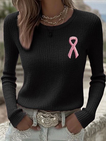 Women's Breast Cancer Awareness Pink Ribbon T-Shirts à manches longues
