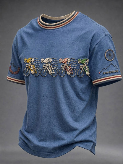 T-shirt à manches courtes pour homme, style vélo de skeleton