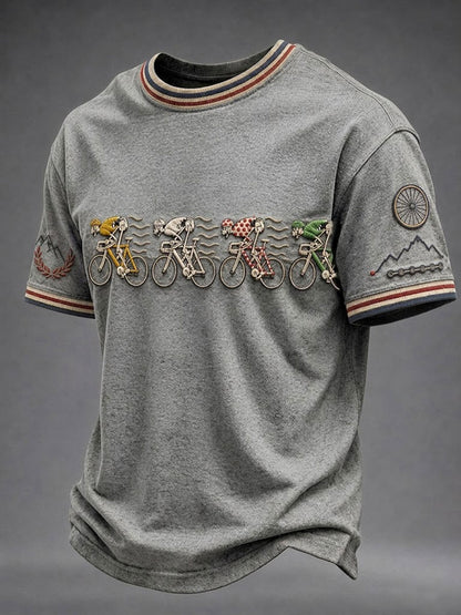 T-shirt à manches courtes pour homme, style vélo de skeleton