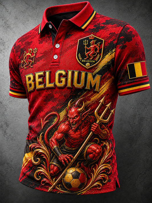 Polo à manches courtes pour homme avec imprimé footballistique
