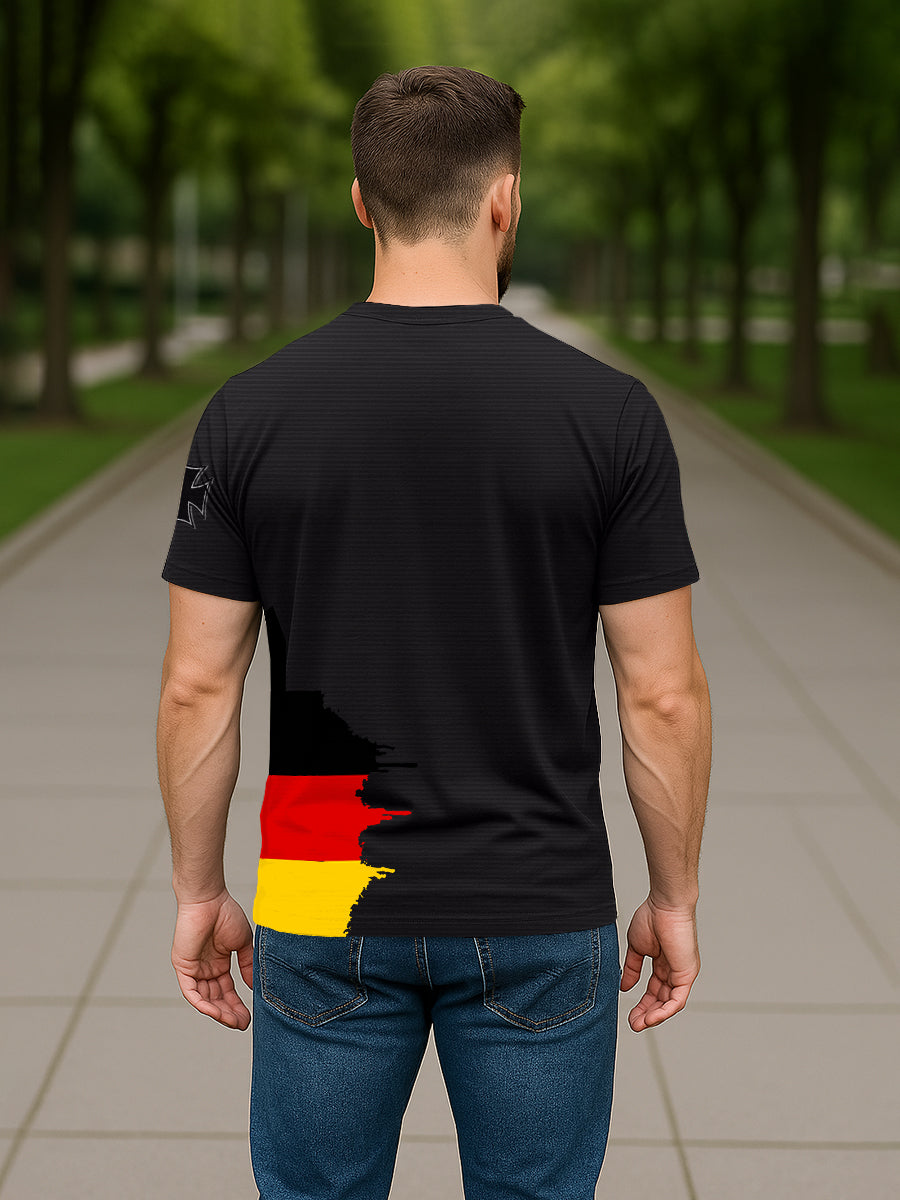 T-shirt allemand à imprimé crâne en croix de fer pour hommes