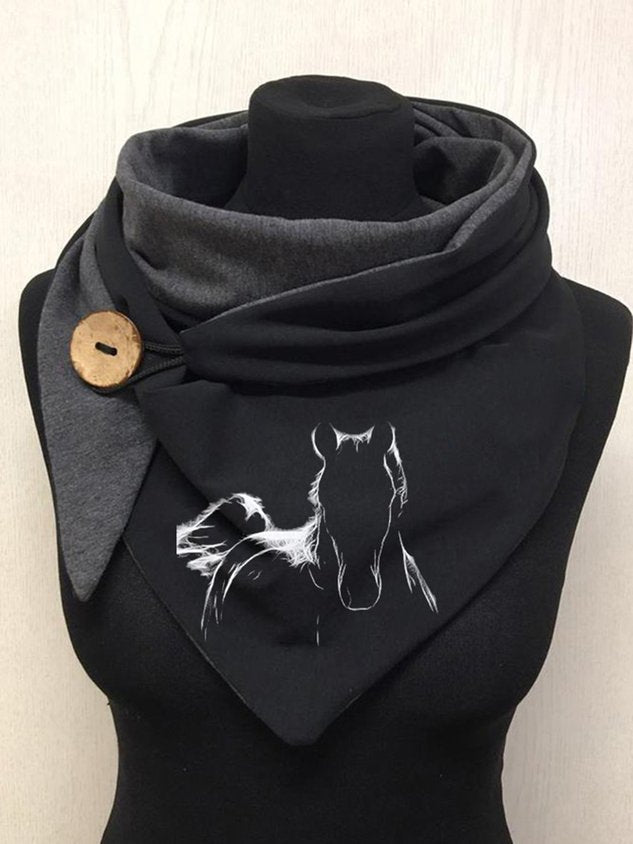 Écharpe à motif cheval Noir / Taille Unique Echarpe