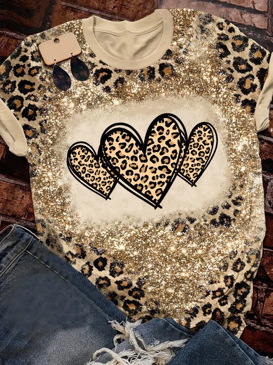 Leopard Heart Print T-Shirt Saint Valentin