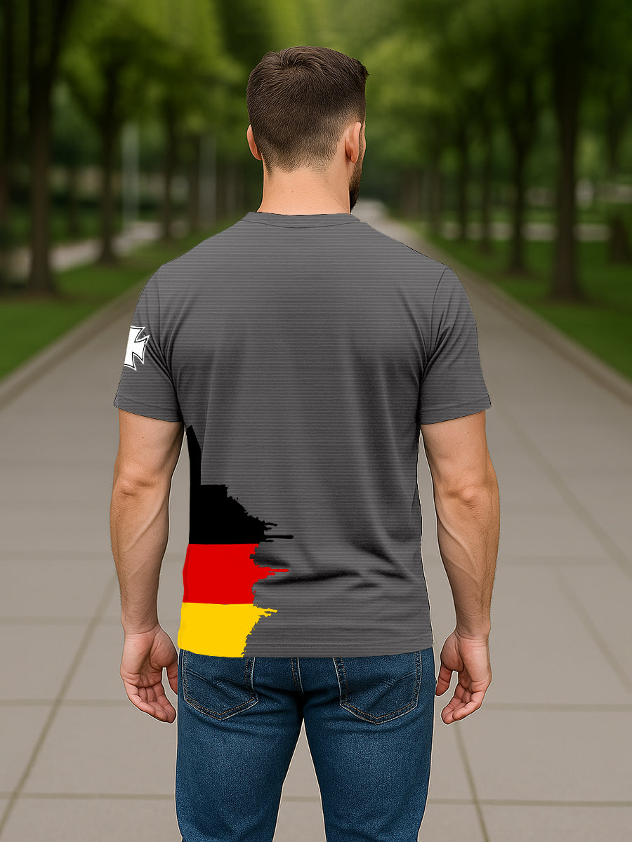 T-shirt allemand à imprimé crâne en croix de fer pour hommes